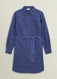Francesca Denim Dress, Mid Wash Blue, hi-res