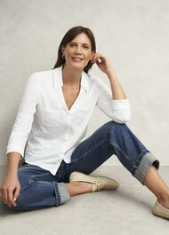 Zariah Cotton Slub Shirt, White, hi-res