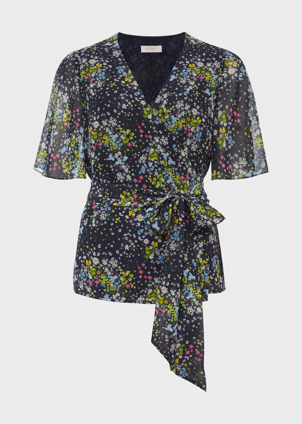 Kayden Floral Wrap Top, Navy Multi, hi-res