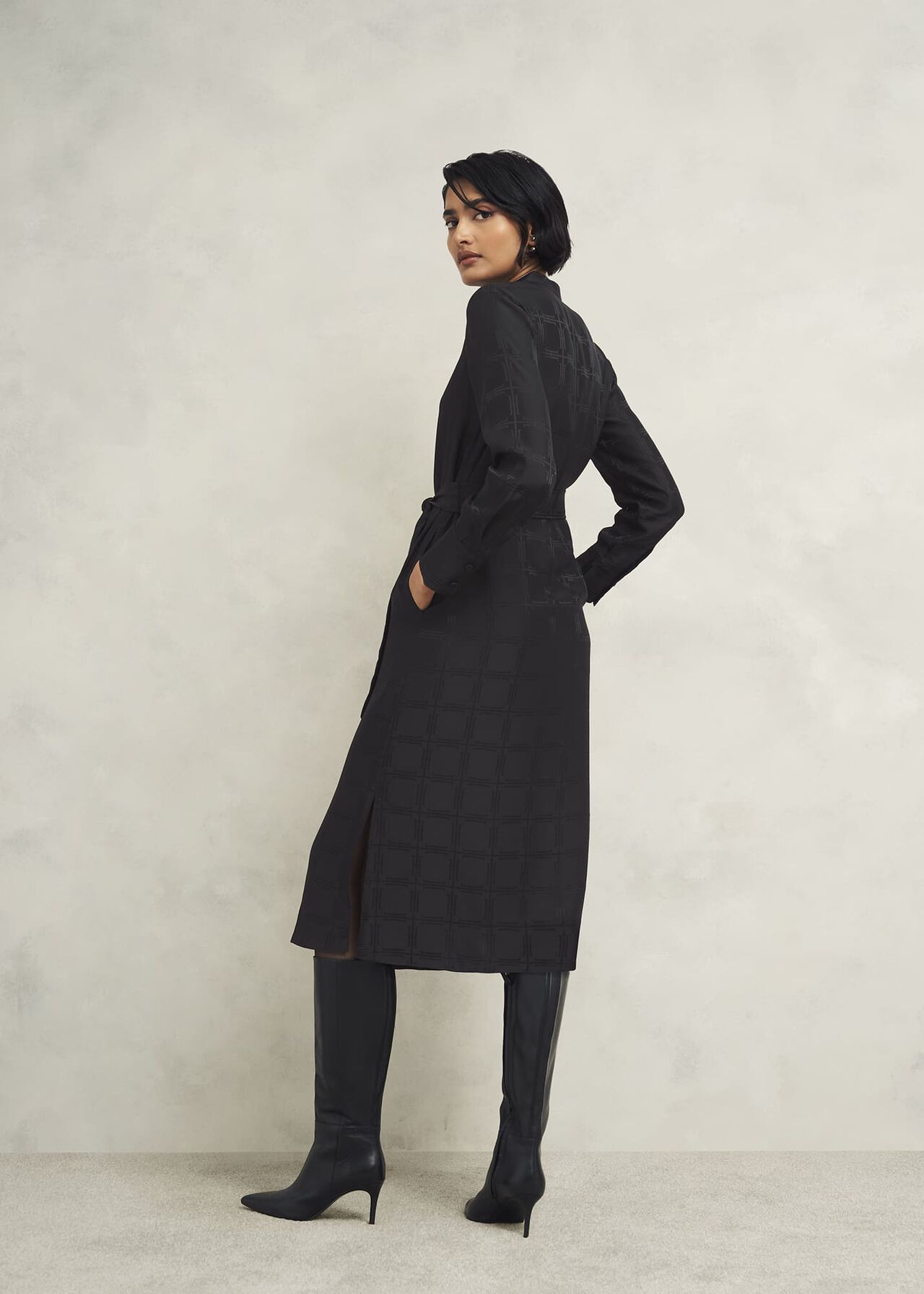 Sloane Silk Dress, Black, hi-res
