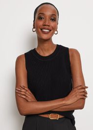 Selborne Cotton Wool Tank, Black, hi-res