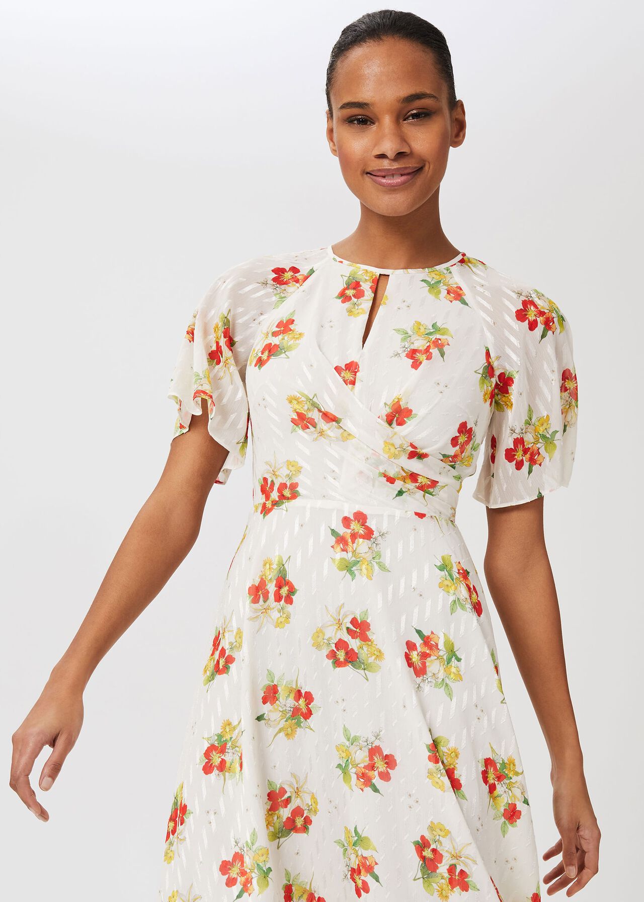 Savannah Floral Jacquard Dress, Ivory Multi, hi-res