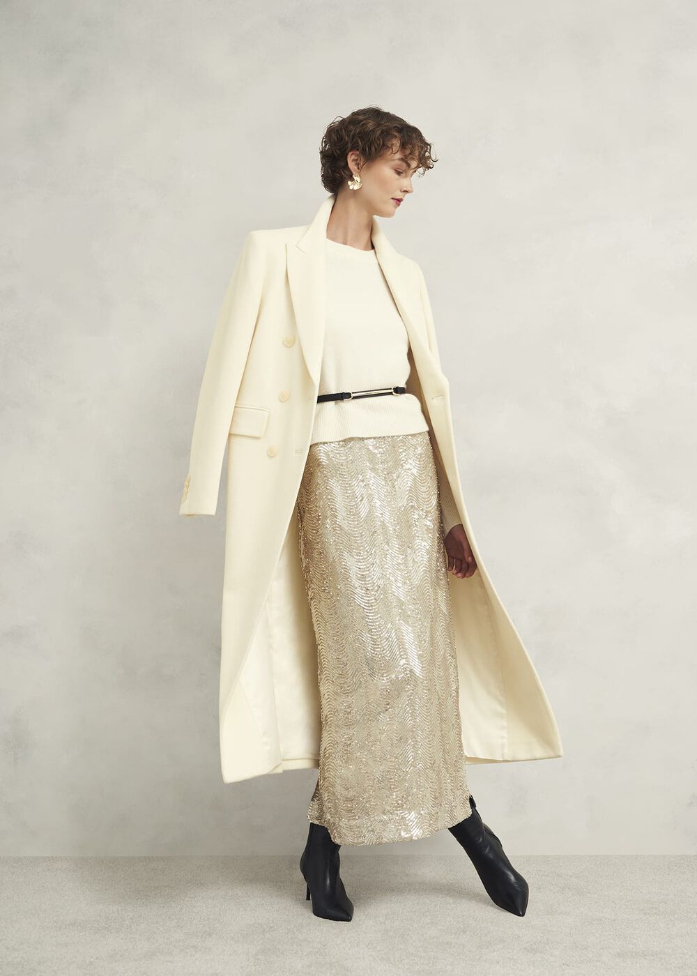 Marlowe Sequin Skirt, Silver, hi-res
