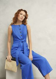 Petite Melissa Linen Jumpsuit, French Blue, hi-res