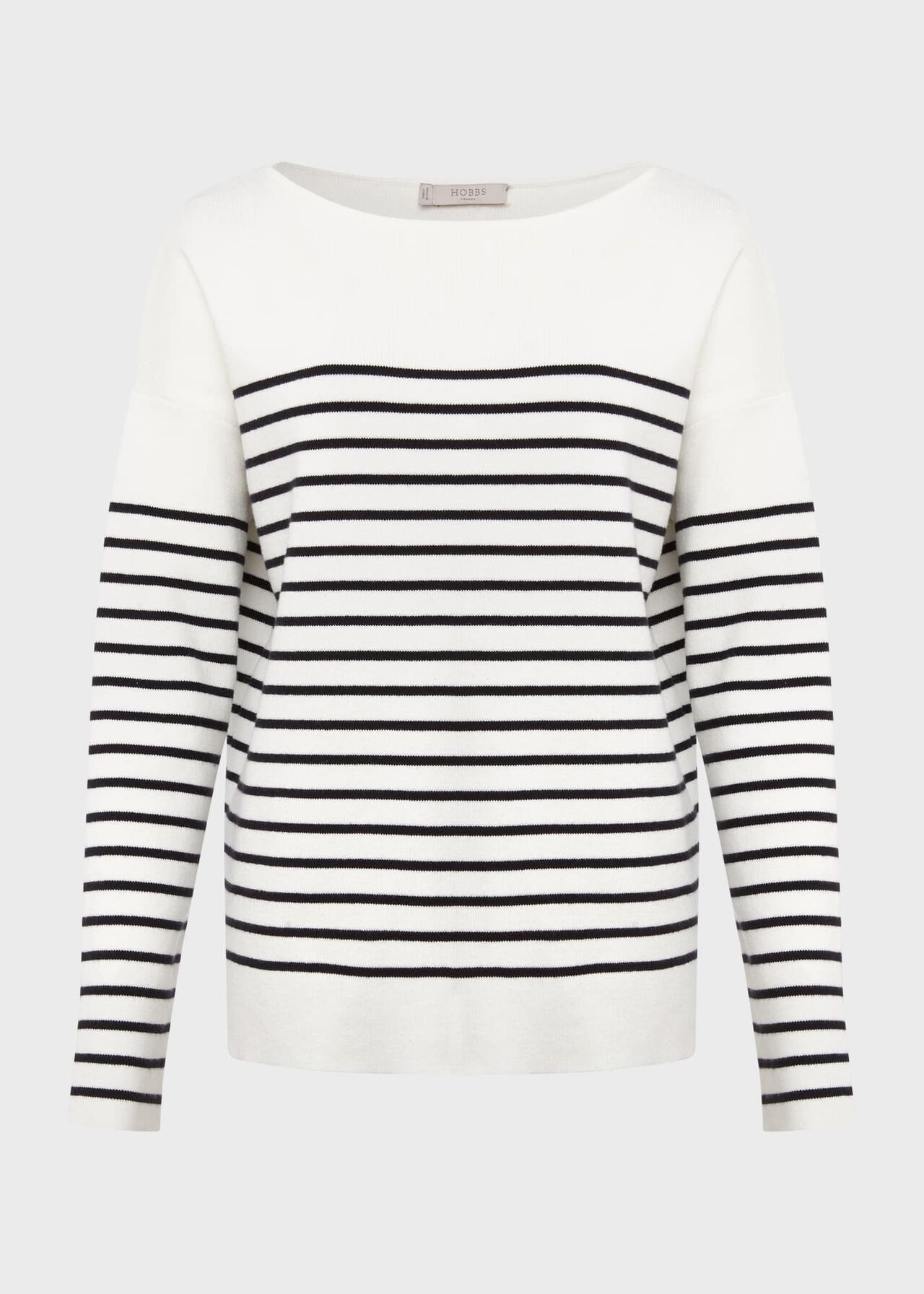 Petra Cotton Striped Jumper, Ivory Navy, hi-res