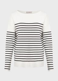 Petra Cotton Striped Jumper, Ivory Navy, hi-res