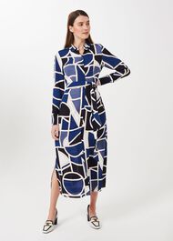 Nadine Geo Midi Dress, Blue Multi, hi-res