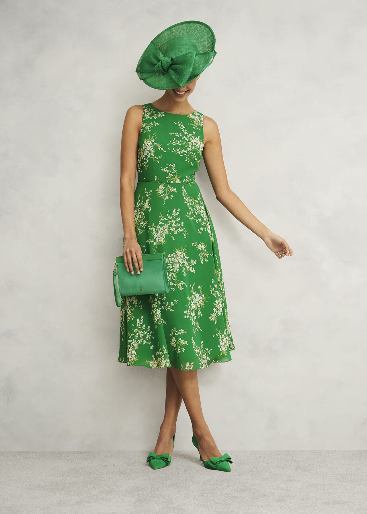 Elva Suede Bow Court Shoes, Cilantro Green, hi-res