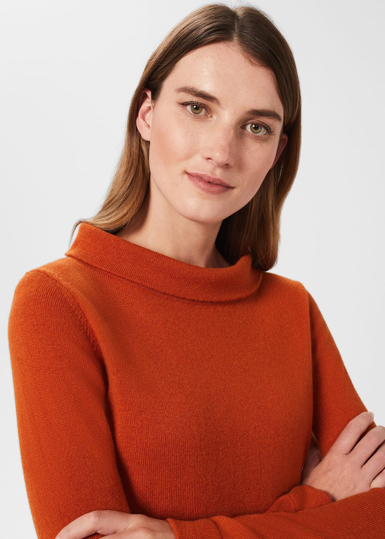 Audrey Wool Cashmere Jumper, Burnt Orange, hi-res