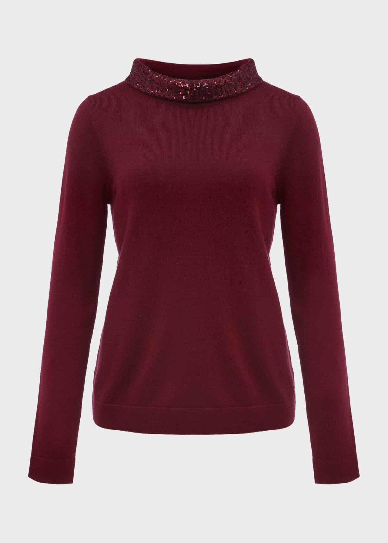 Esther Sequin Wool Cashmere Jumper, Burgundy, hi-res