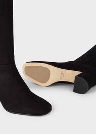 Imogen Suede Block Heel Knee Boots, Black, hi-res