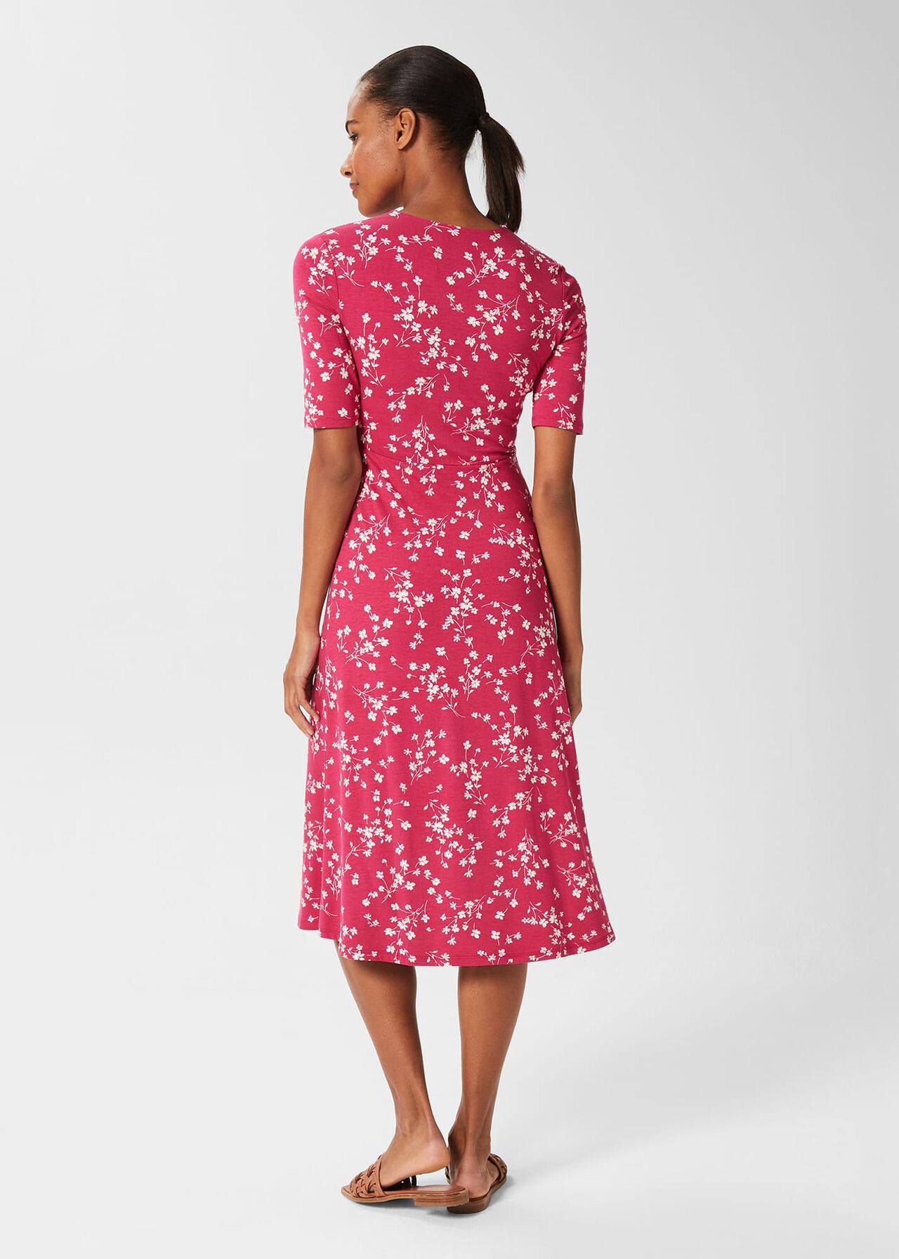 Frankie Jersey Dress, Raspberry Ivory, hi-res