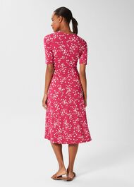 Frankie Jersey Dress, Raspberry Ivory, hi-res