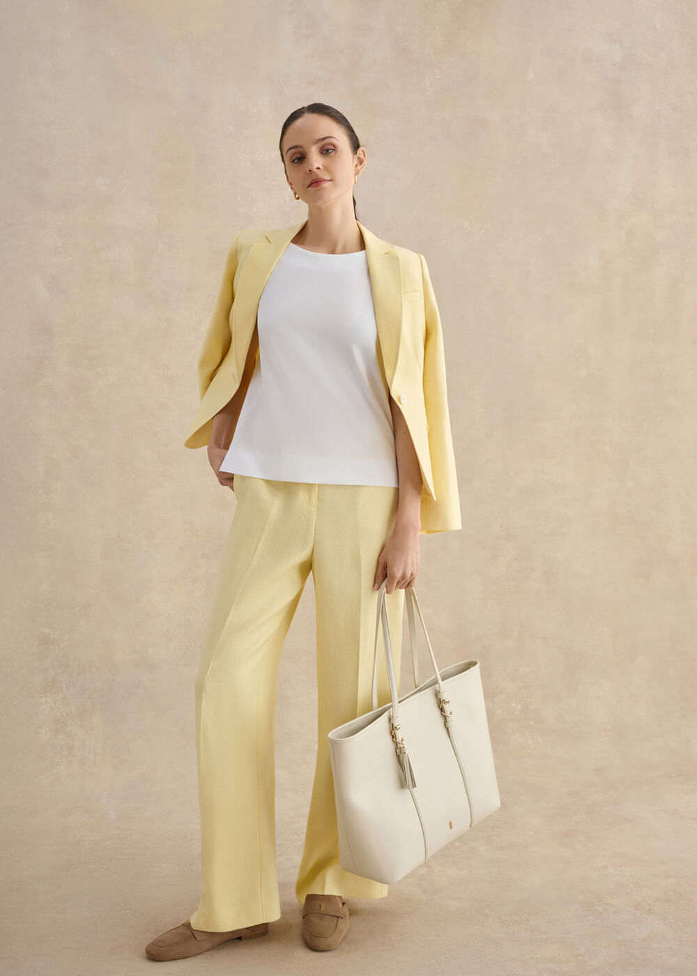 Kyra Leather Tote Bag, Warm Ivory, hi-res