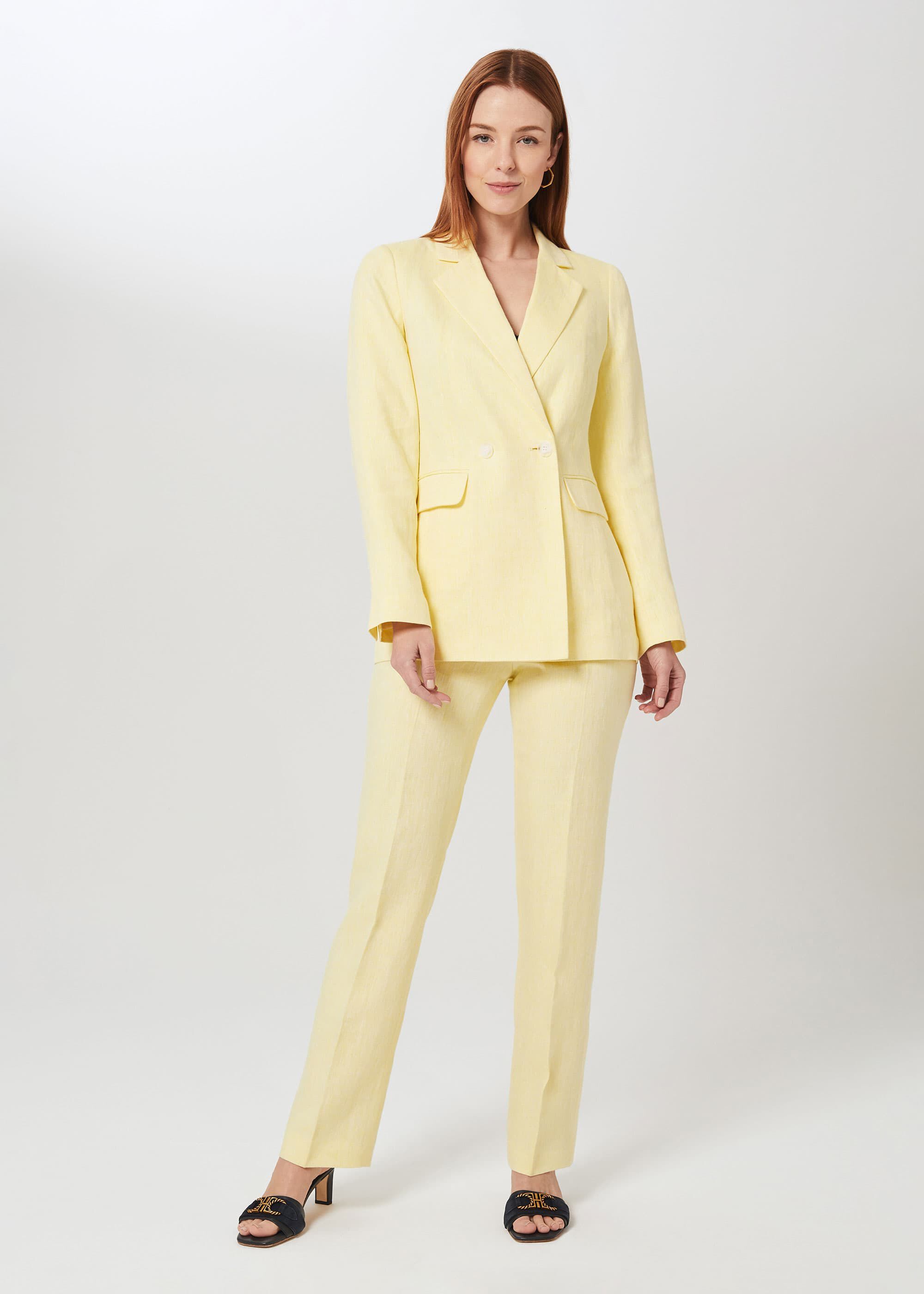 Yellow linen blazer hot sale