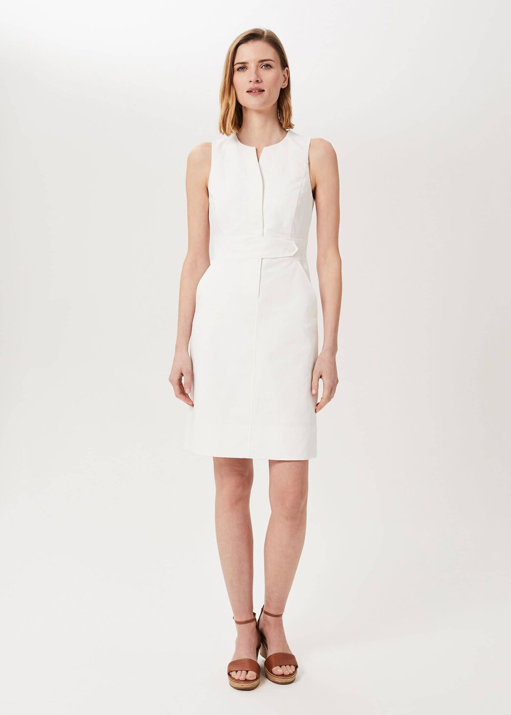 Lucie Cotton Hemp Shift Dress, White, hi-res