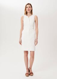 Lucie Cotton Hemp Shift Dress, White, hi-res
