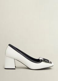 Lexia Leather Court Shoes, Ivory Black, hi-res