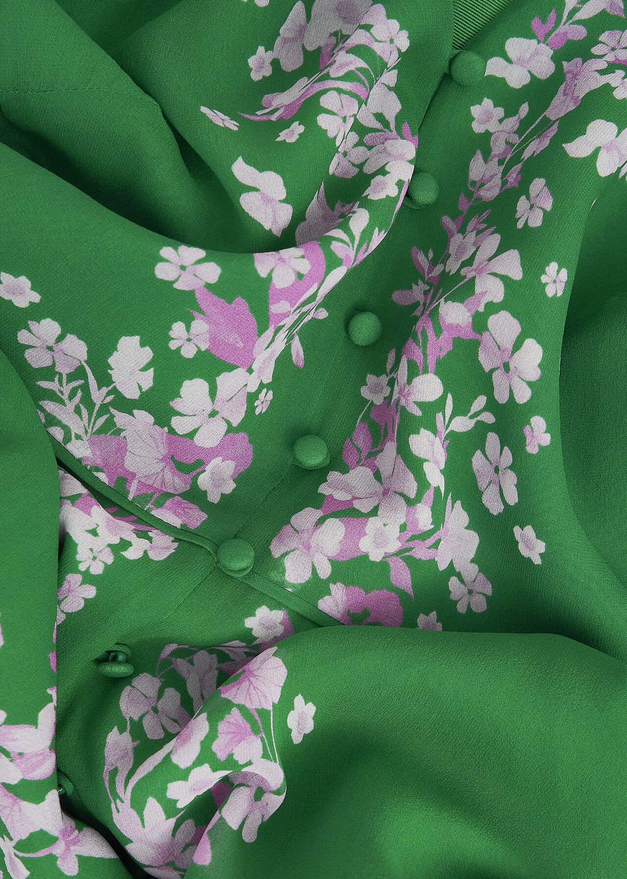 Petite Ana Silk Floral Dress, Green Pink, hi-res