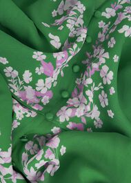 Petite Ana Silk Floral Dress, Green Pink, hi-res