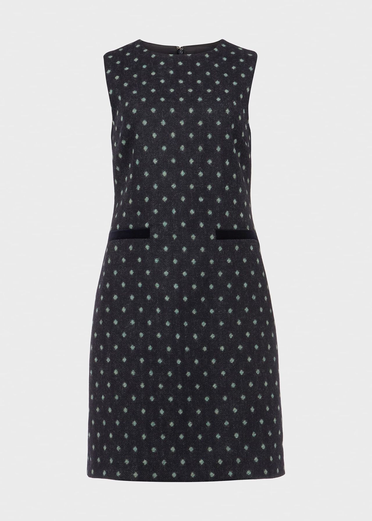 Sarah Wool Dress, Navy Green, hi-res