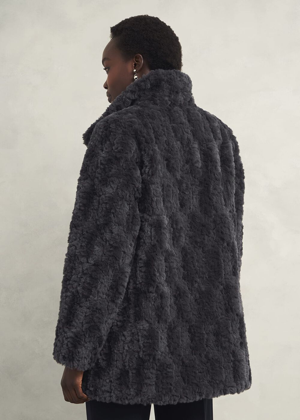 Briony Faux Fur Coat, Dark Charcoal, hi-res