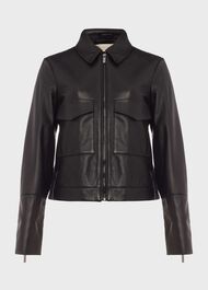 Elise Leather Jacket , Black, hi-res