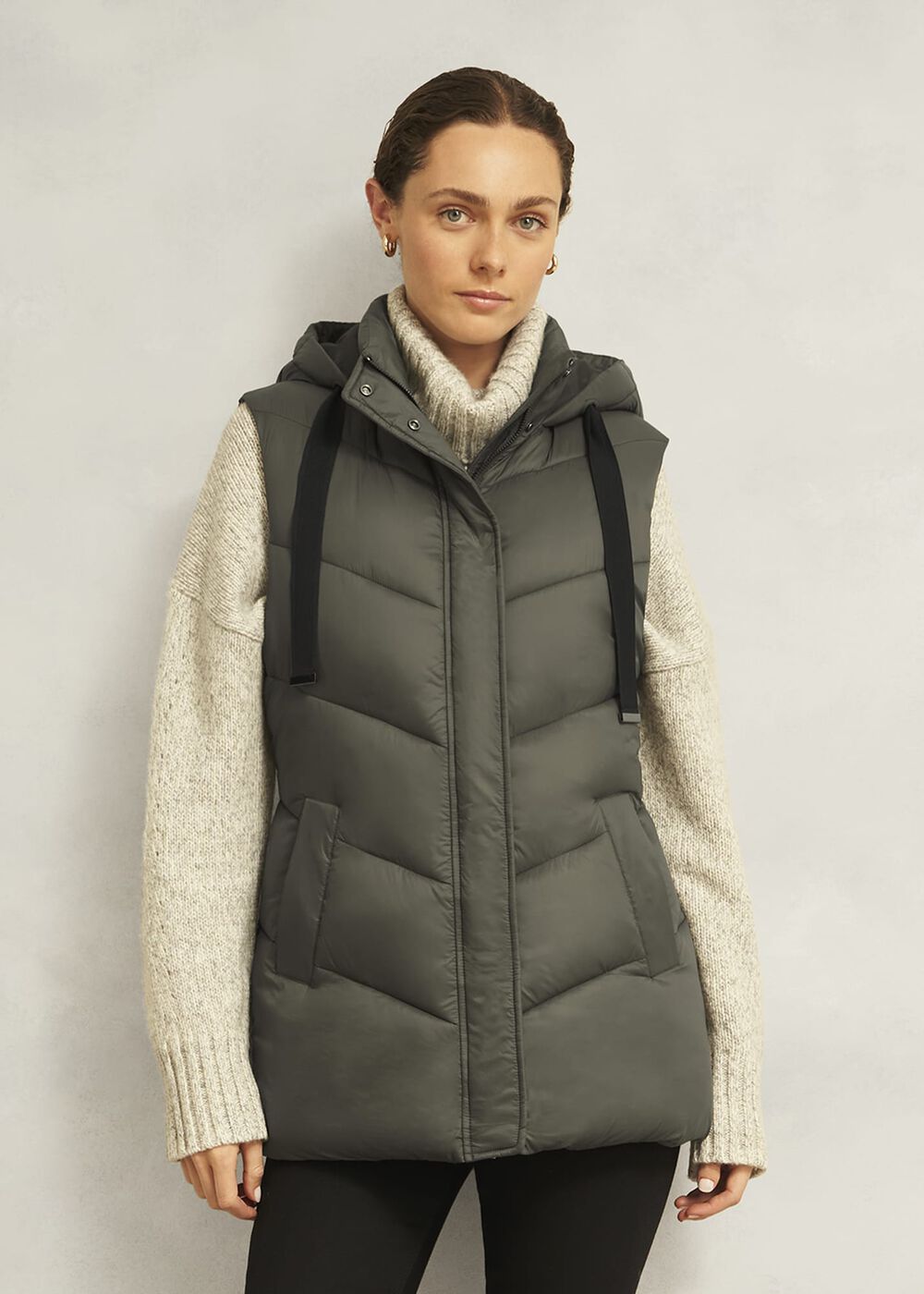 Sharni Sleeveless Puffer, Olive, hi-res