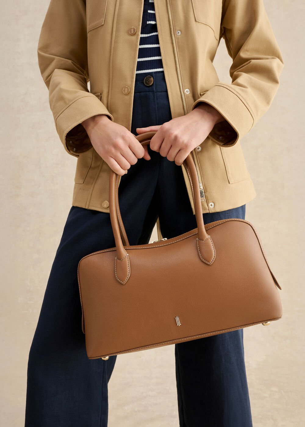 Florence Leather Shoulder Bag, Tan, hi-res