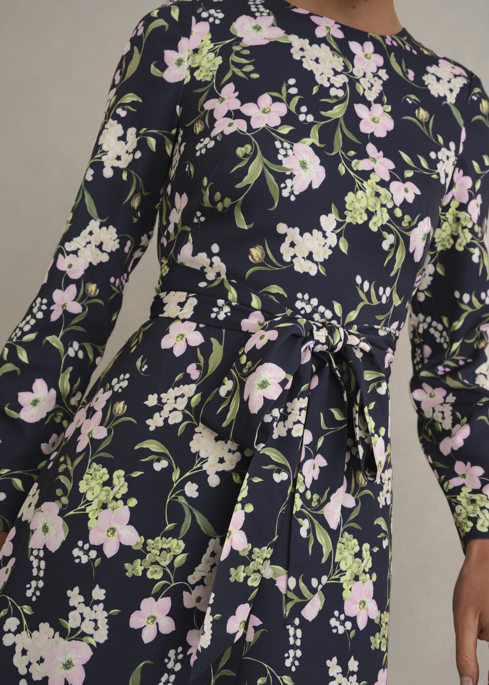 Petite Sabine Floral Tie Dress, Midnight Multi, hi-res