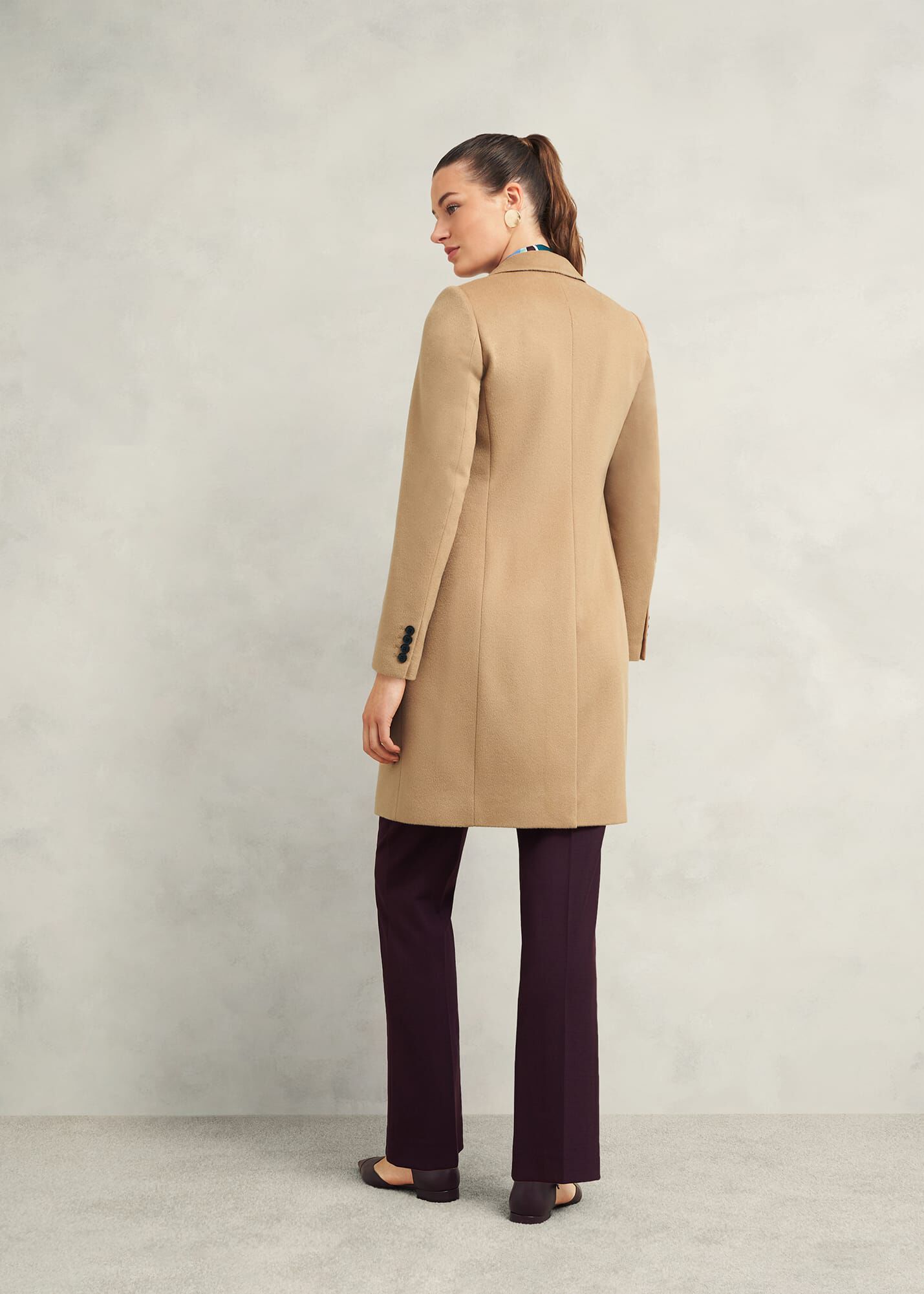 Women s Camel Wool Knee Length Coat Hobbs UK