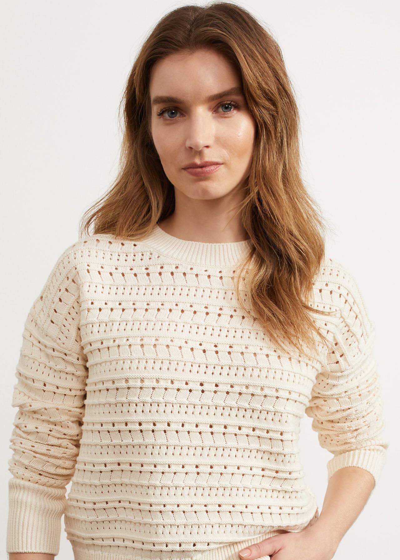 Colemere Cotton Jumper, Buttercream, hi-res