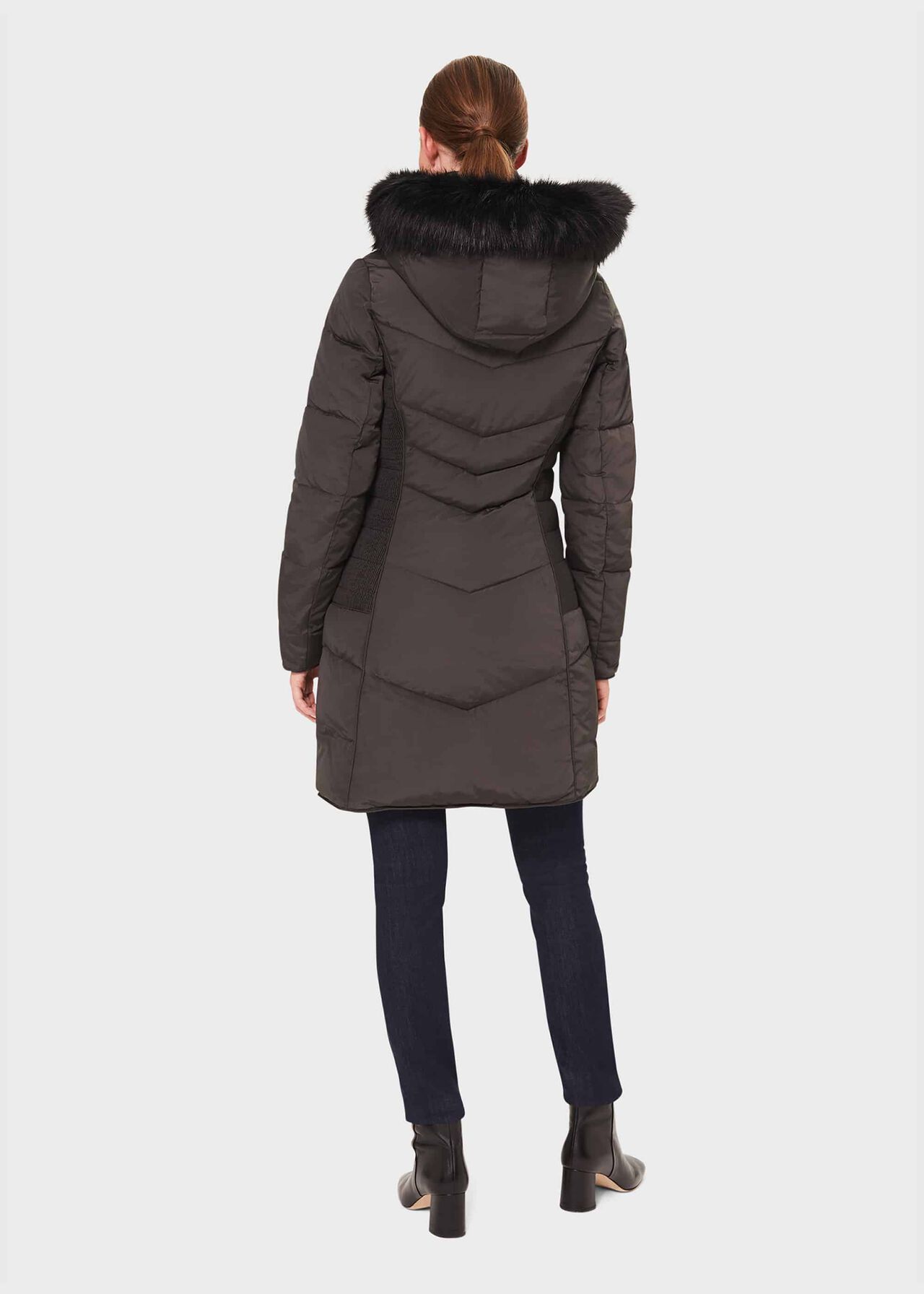 Petite Lettie Puffer Jacket With Hood, Dark Charcoal, hi-res