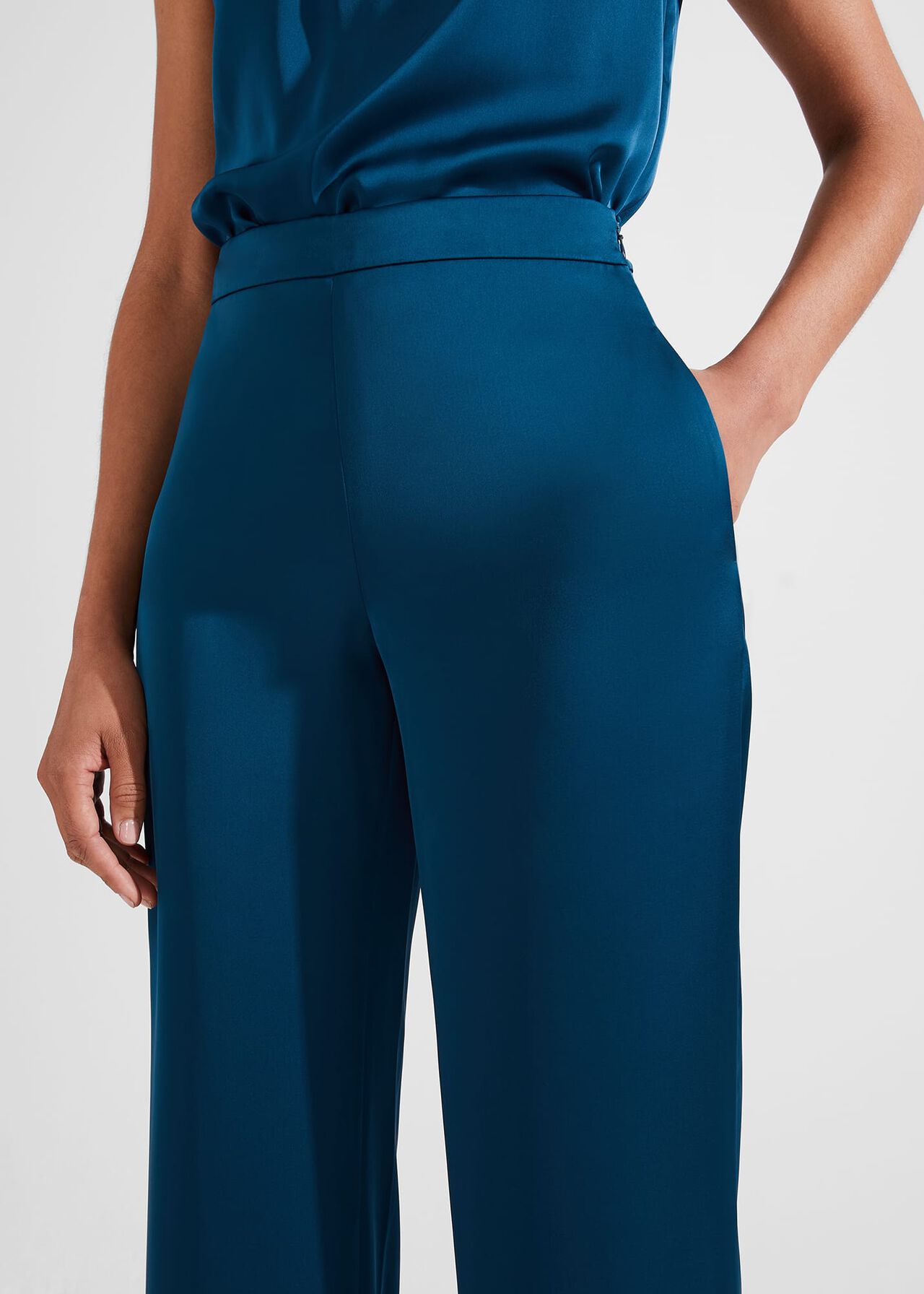 Judith Satin Trousers, Steel Blue, hi-res