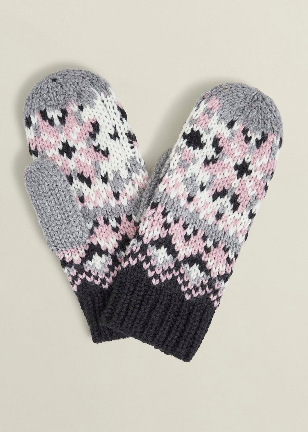 Deanna Fairisle Mittens, Grey Multi, hi-res