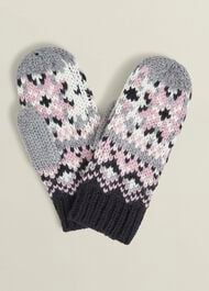 Deanna Fairisle Mittens, Grey Multi, hi-res