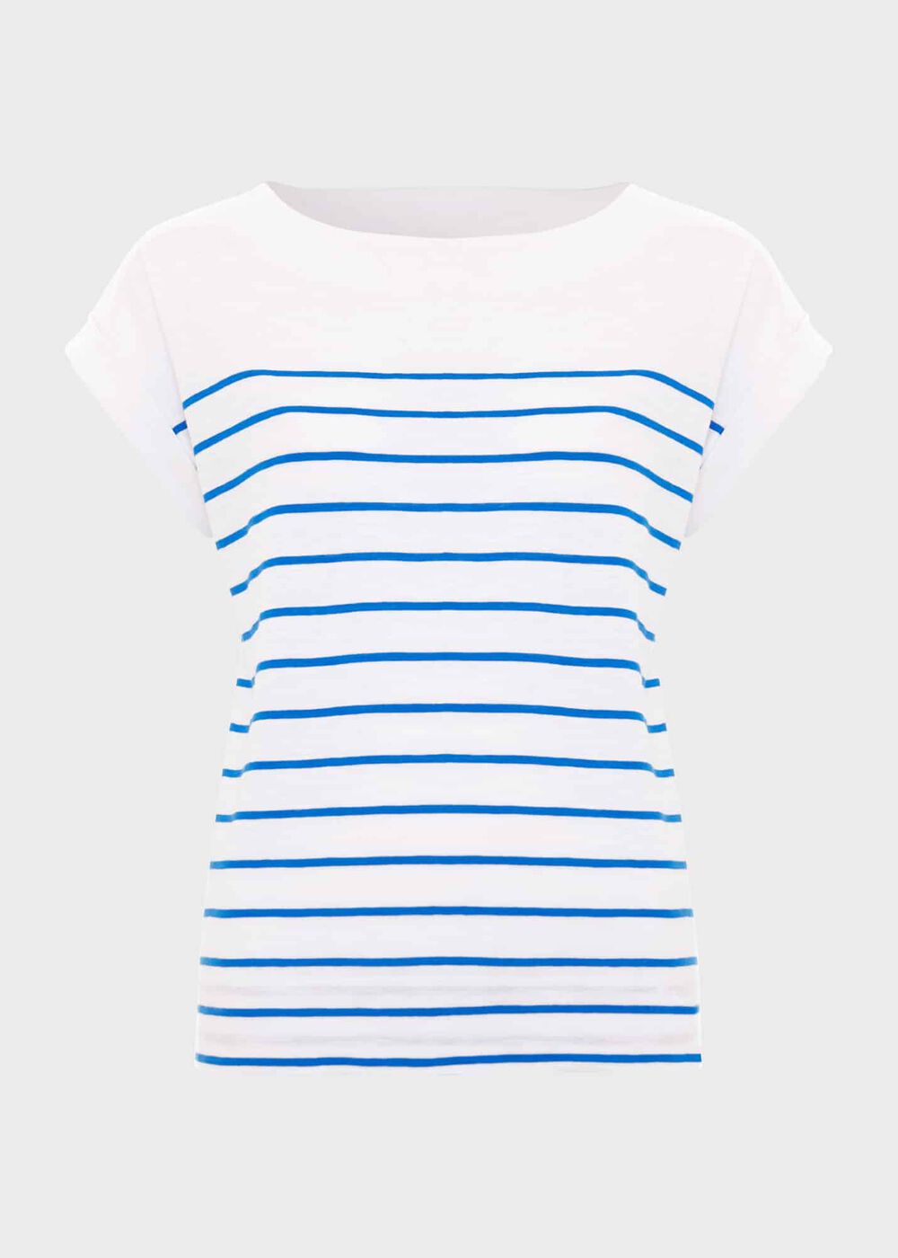 Alycia Cotton Slub Stripe T-Shirt, White Blue, hi-res