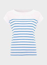 Alycia Cotton Slub Stripe T-Shirt, White Blue, hi-res