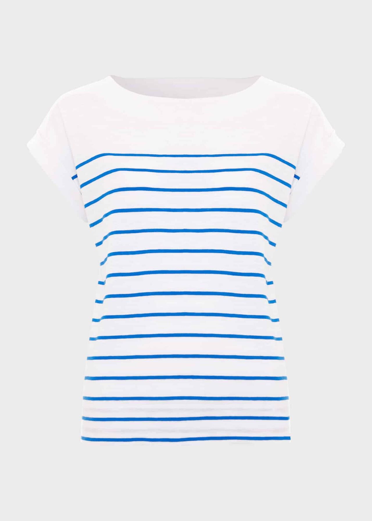 Alycia Cotton Slub Stripe T-Shirt, White Blue, hi-res