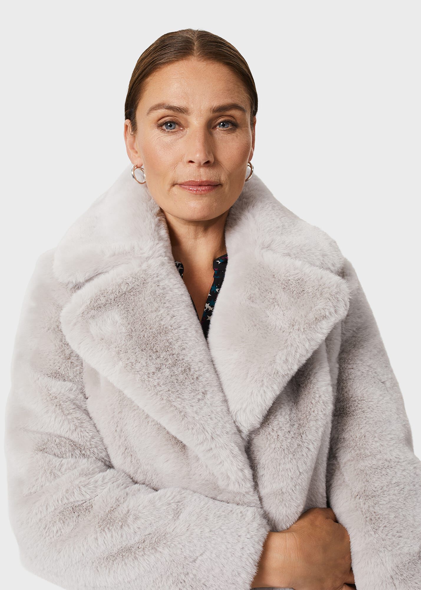 Hobbs faux fur coat top