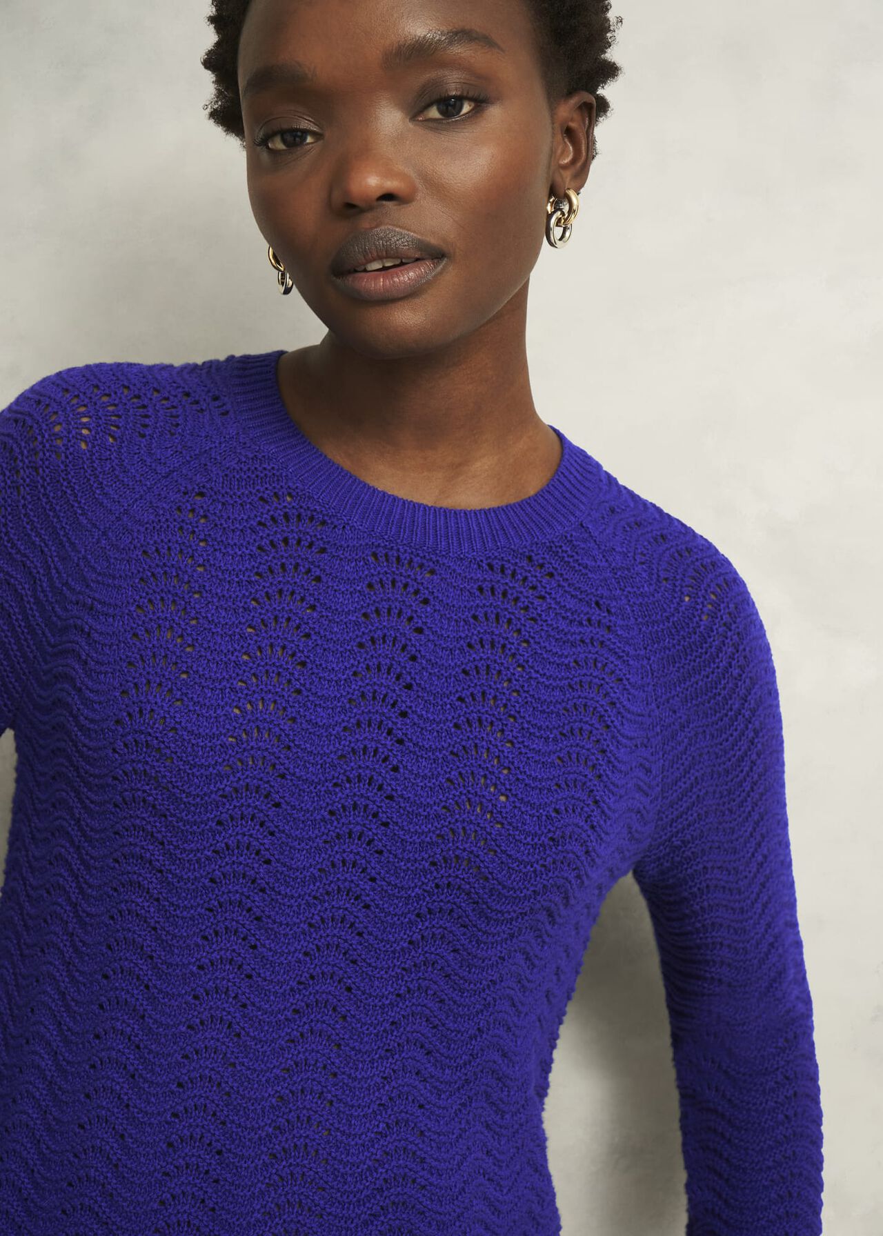 Lulu Cotton Jumper, Cobalt Blue, hi-res