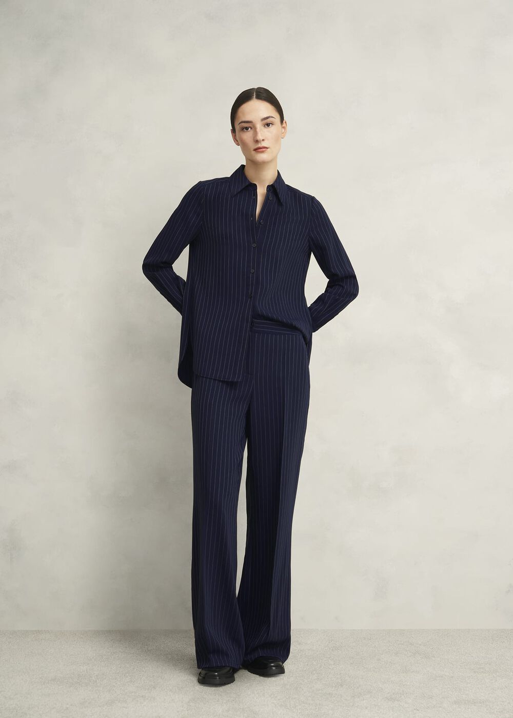 Hadley Pinstripe Trousers, Midnight Ivory, hi-res