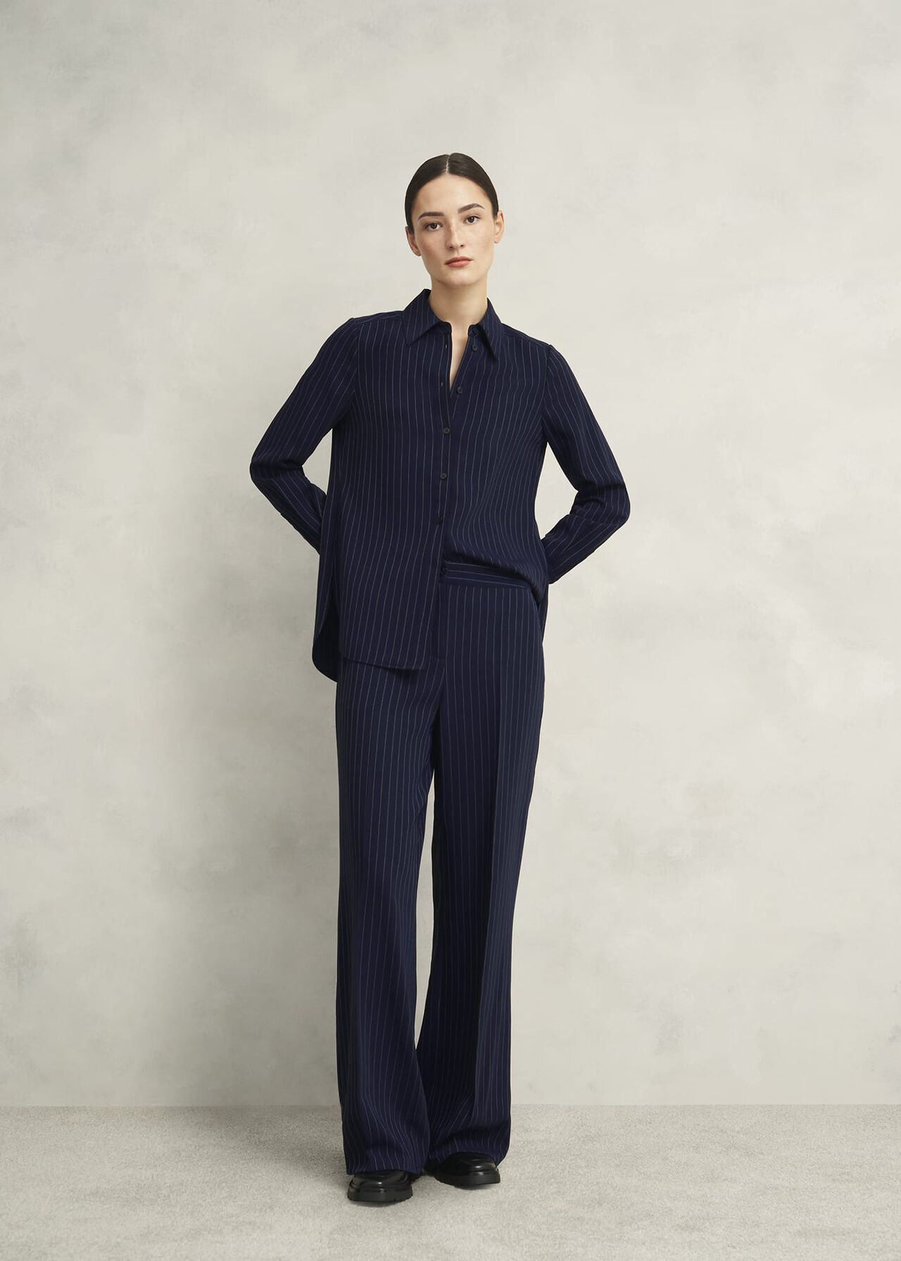 Hadley Pinstripe Trousers, Midnight Ivory, hi-res