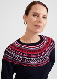 Greta Fairisle Sweater With Cashmere, Navy Multi, hi-res
