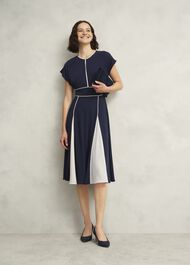 Viola Colourblock Dress, Midnight Cream, hi-res