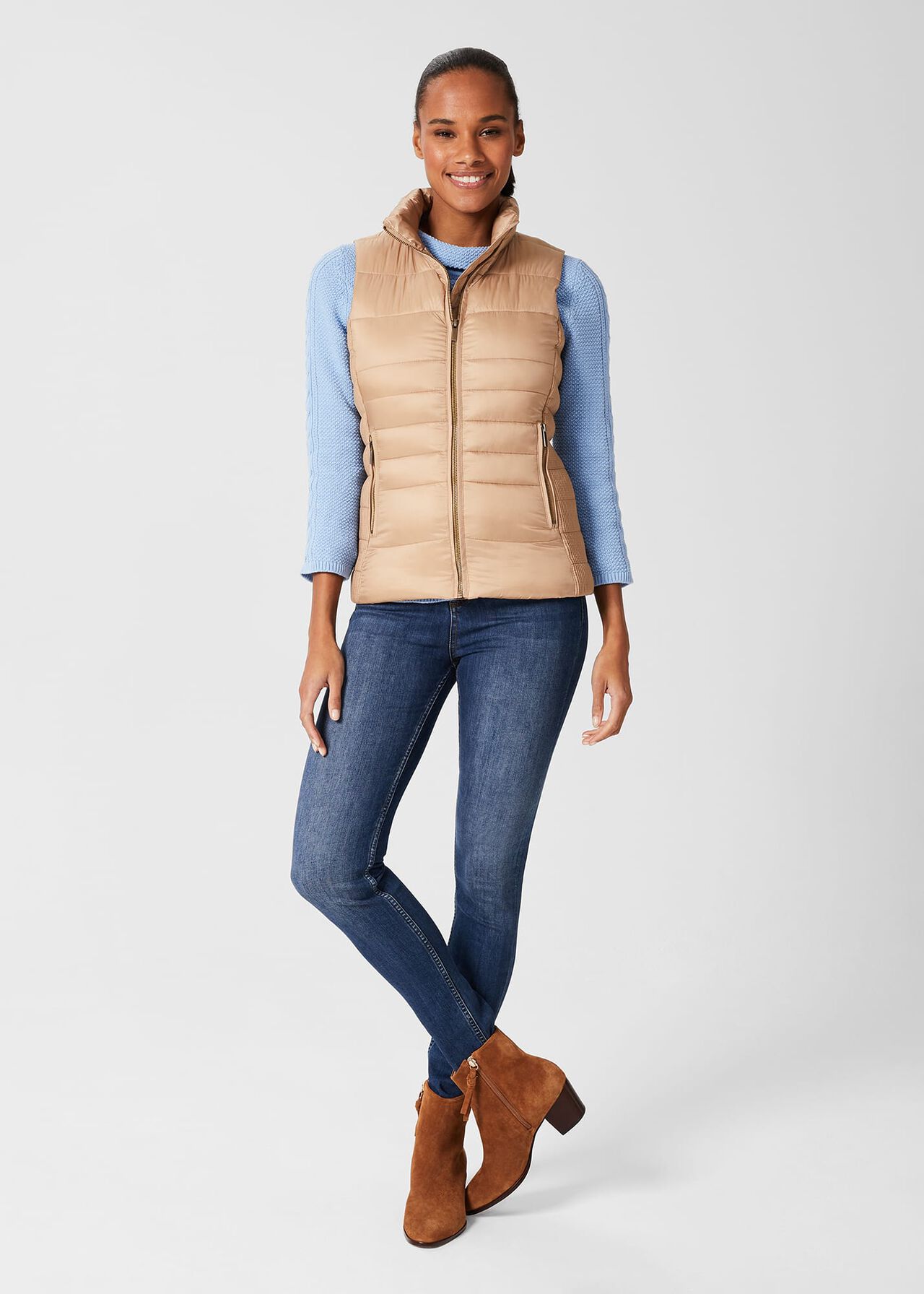 Noemi Water Resistant Padded Gilet, Camel, hi-res