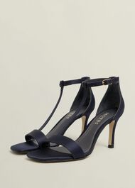 Nadia T-Bar Satin Sandals, Midnight, hi-res