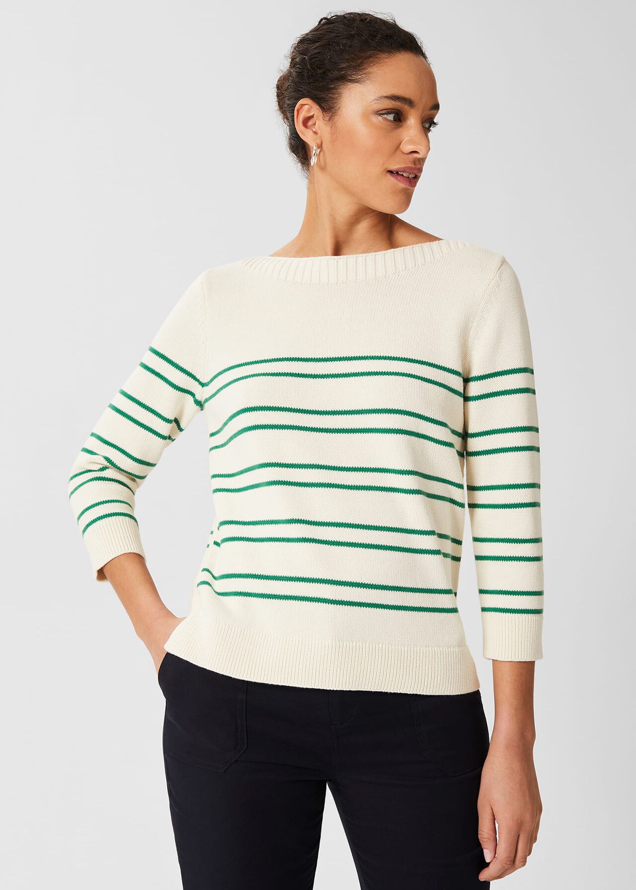June Cotton Sweater, Ivory Green, hi-res