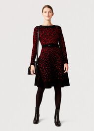 Jodie Knitted Dress, Black Red, hi-res