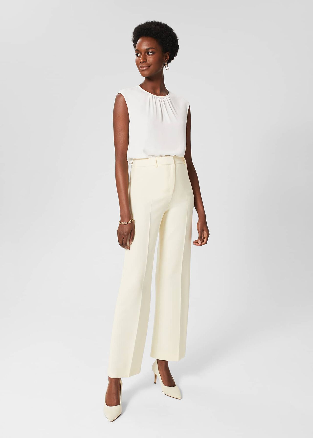 Rachael Wide Trousers, Pale Yellow, hi-res